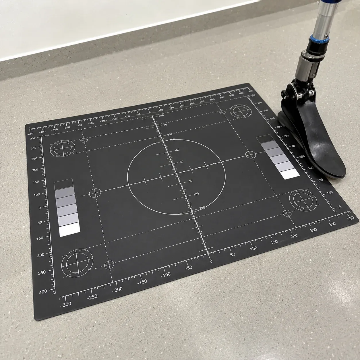 Close view of durable high-contrast registration marks on a silicone work mat