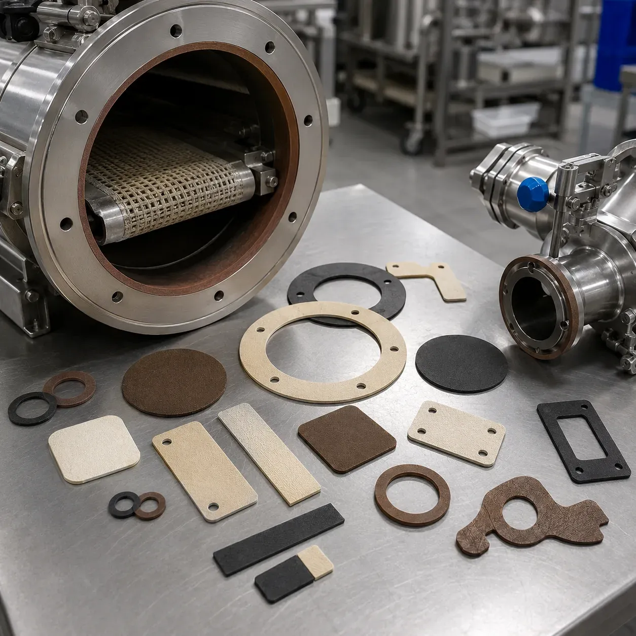 Custom fabricated parts used with industrial processing equipment