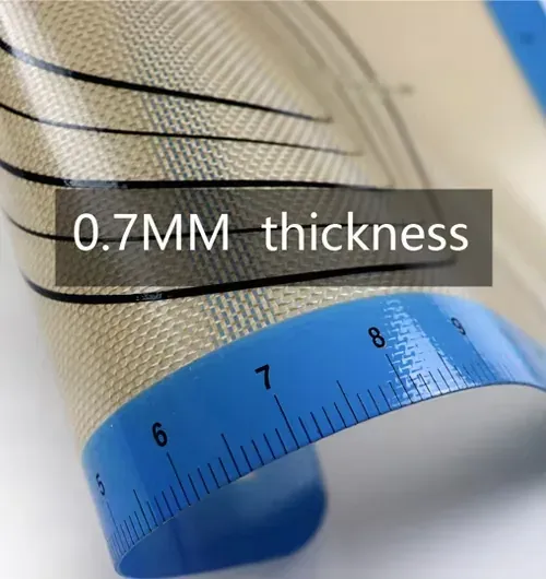 Silicone mesh mat construction shown with a thickness measurement
