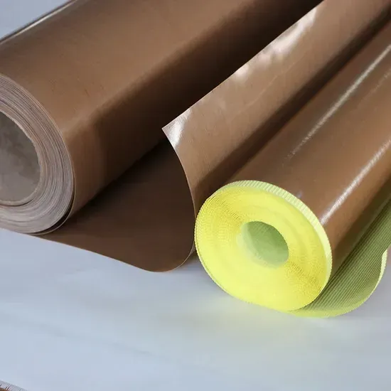 PTFE high temperature fabric rolls on clean background